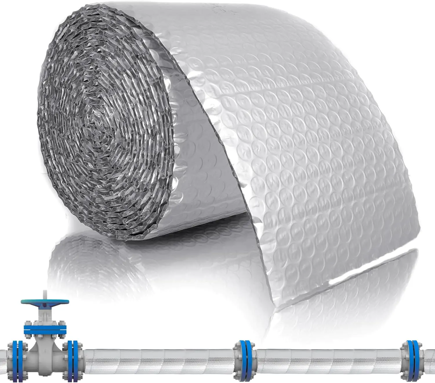 1 Roll Reflective Pipe Wrap Insulation 6" x 20' 200 gsm Thermal Bubble